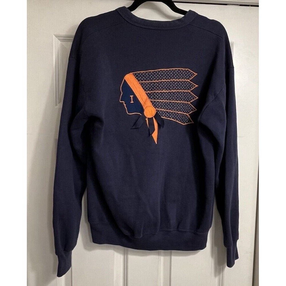 University of Illinois Vtg Football Cardigan Women One Size Chief Illiniwek‎